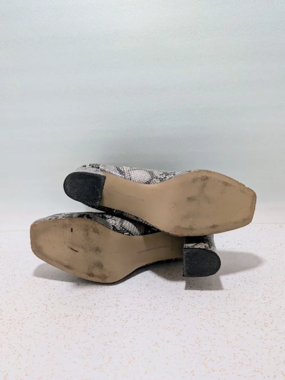 French Connection Penny Grey Snakeskin Chelsea Ankle Boots Block Heel Size 9